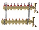 DANFOSS, Коллекторная группа FHF-9F set с клапанными вставками и расходомерами, 9 контуров